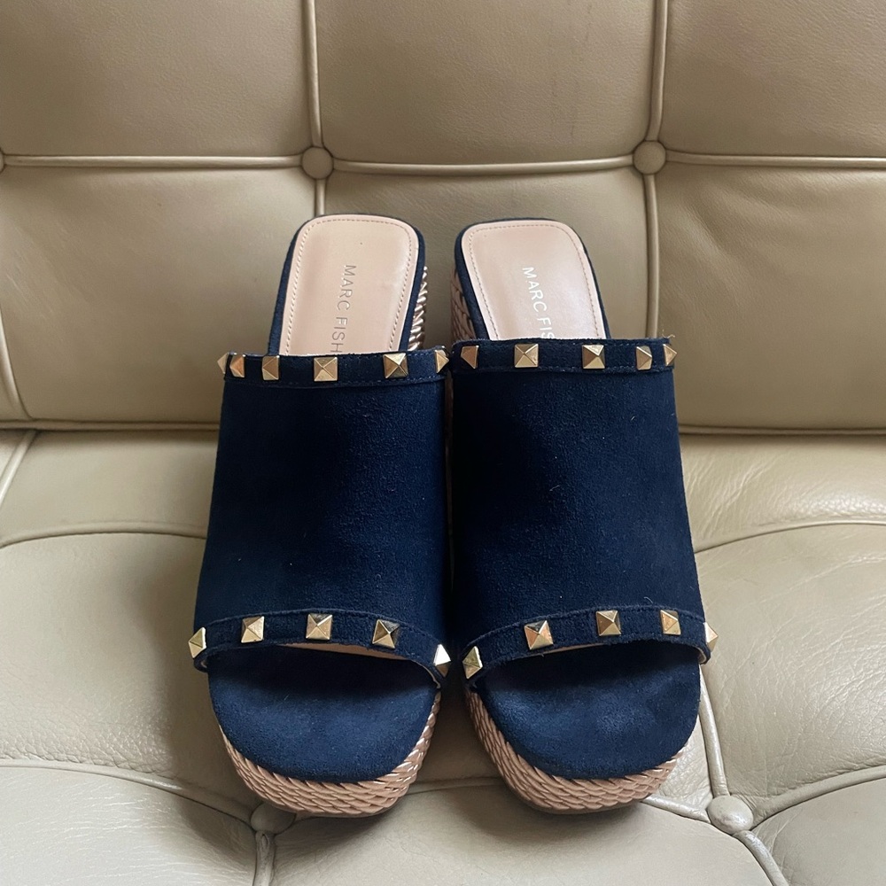 Mark Fisher Navy Suede Studded Shoes